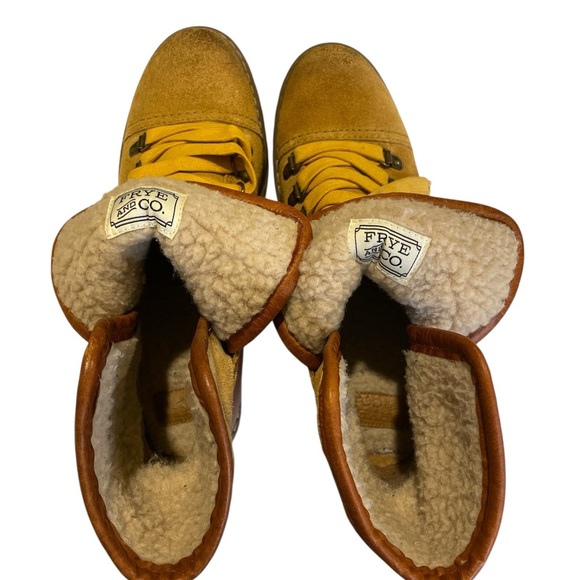 Frye and Co Ansie leather /suede lace up hikers boots w/shearling size 7.5 - Picture 4 of 6